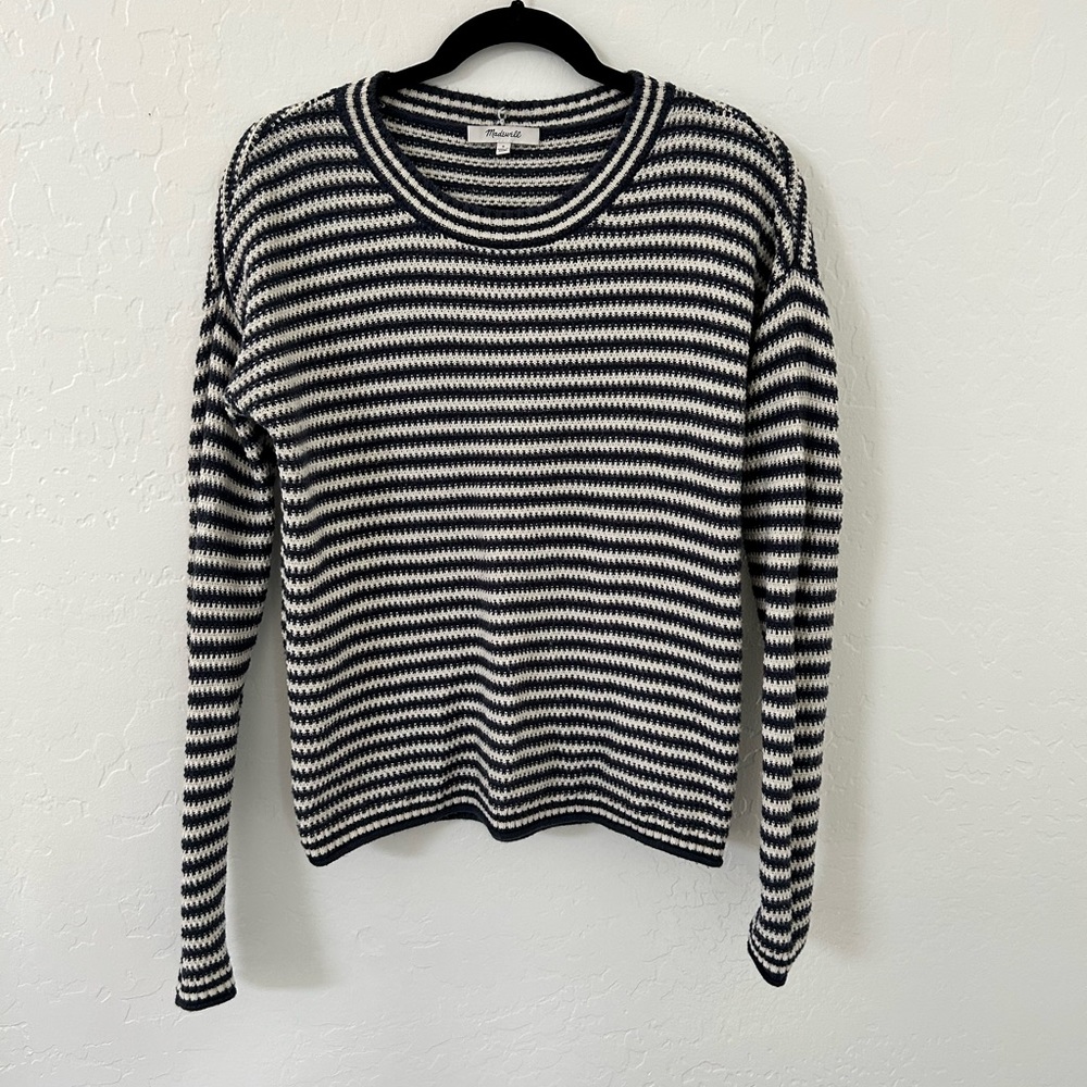 Madewell 2 color stripe Crosby textured pullover